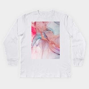 Abstract alcohol ink painting. Vibrant rainbow ombre. Nature Landscape inspired flow painting. Kids Long Sleeve T-Shirt